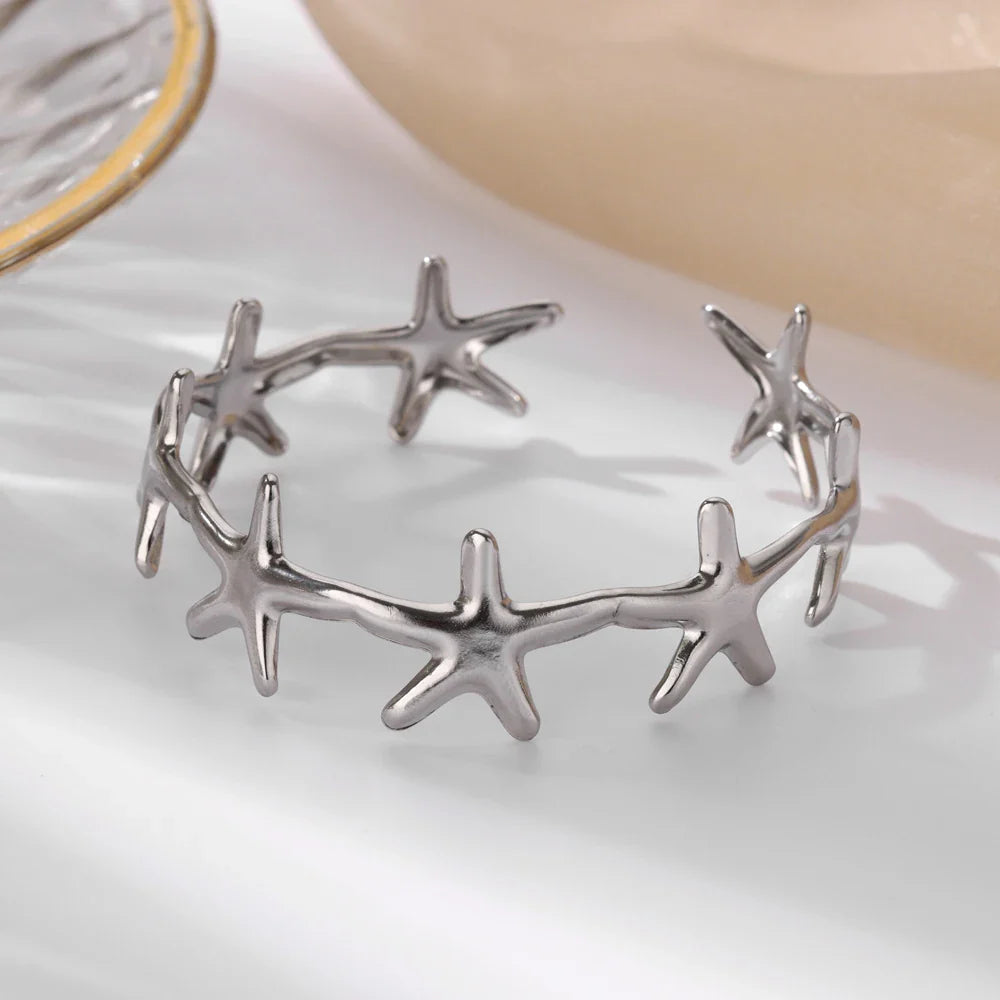 Minimalist Starfish Bangles For Women Lucky Stainless Steel Cuff Bracelets 2024 Trend Female Charm Jewelry Wrist Accessories BFF Vera Lux