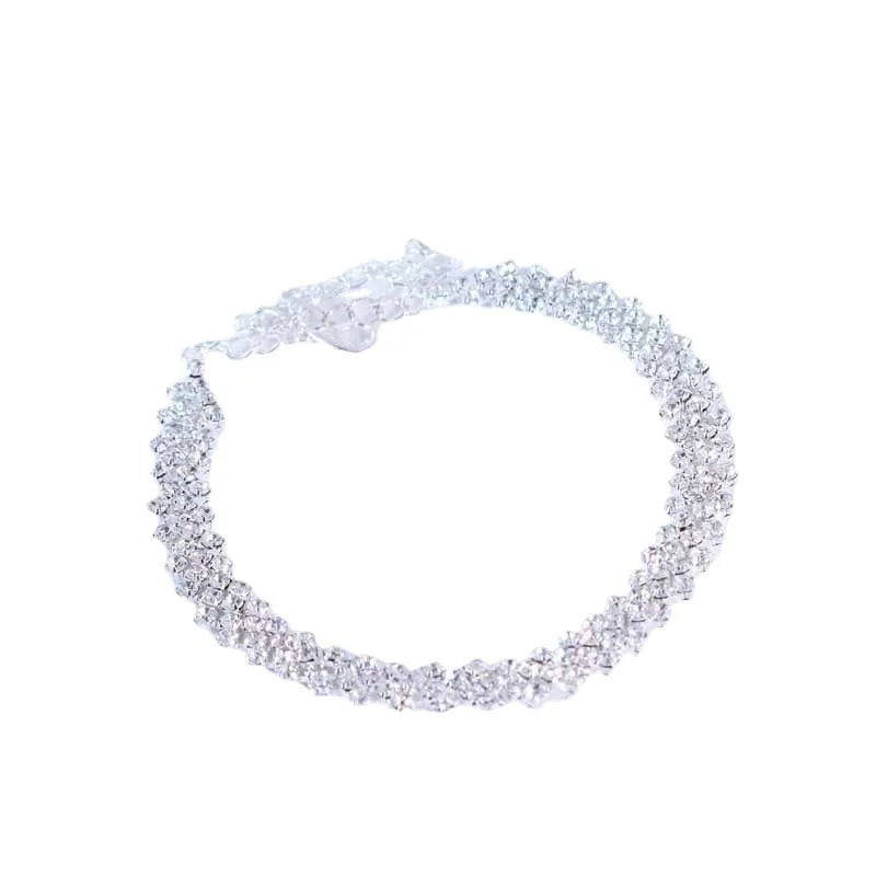 Chic Fresh Diamond-shaped Rhinestone Anklet Simple Diamond Cross Foot Decoration European and American Fashion Jewelry Vera Lux