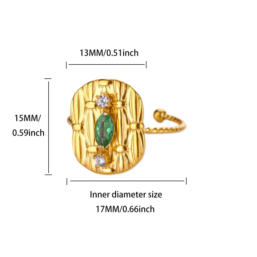 Zircon Geometric Rings For Women Stainless Steel Gold Color Open Adjustable Ring 2025 New Fashion Wedding Couple Jewelry Gift Vera Lux