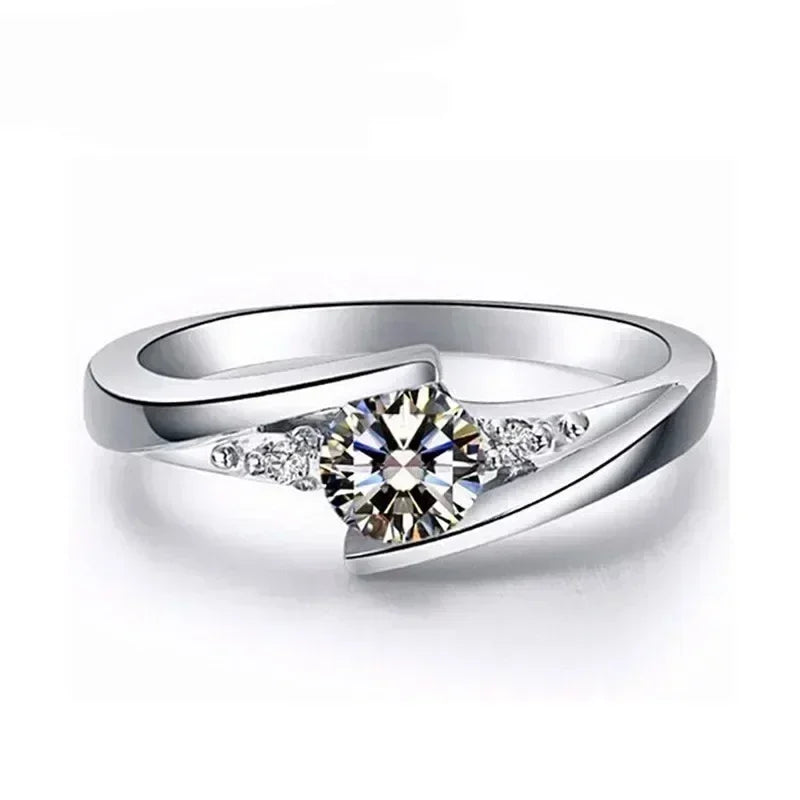 2024 Cute Female Small Round Zircon Stone Ring Vintage Silver Color Wedding Jewelry Promise Crystal Engagement Rings For Women Femstylo