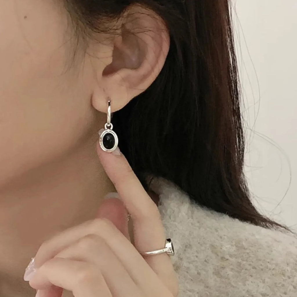 925 Sterling Silver Vintage Gold Round Earrings For Women Black Ball Earring Jewelry Prevent Allergy Party Accessories Gift Vera Lux