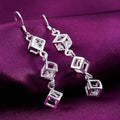 Hot Fine 925 Sterling Silver crystal lattice drop Earrings for Woman noble fashion party Jewelry Trendsetter Christmas Gifts Vera Lux
