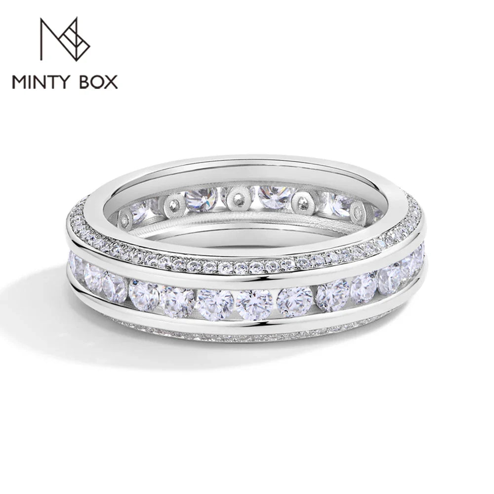 MINTYBOX  S925 Sterling Silver Moissanite Ring D VVS1 Lab Grown Diamond 1.68ctw Engagement Rings For Women Wedding Band Gift Vera Lux