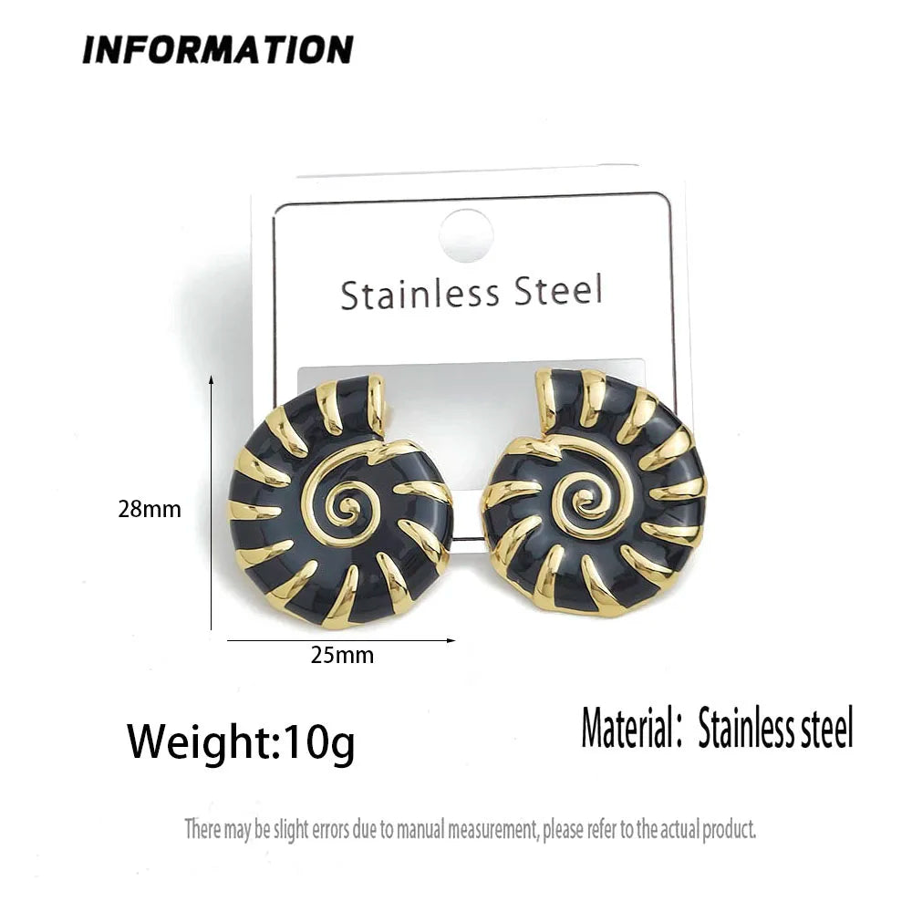 Creative Conch Colored Enamel Stainless Steel Earrings, Waterproof and No Rust-Rusting Women's Earrings, Party Jewelry Vera Lux