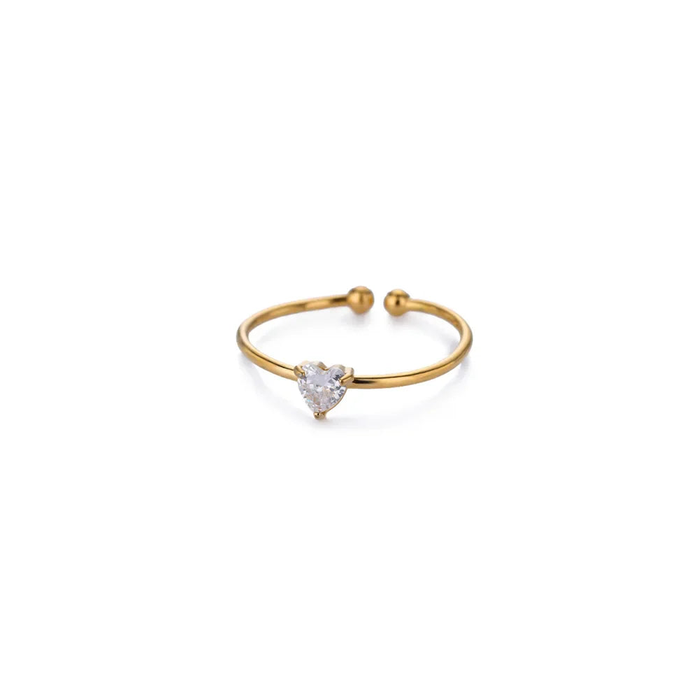 2025 Birth Colorful Cubic Zircon Heart Opening Rings For Women Fashion Dainty Stainless Steel Princess Ring Jewelry Wedding Gift Vera Lux