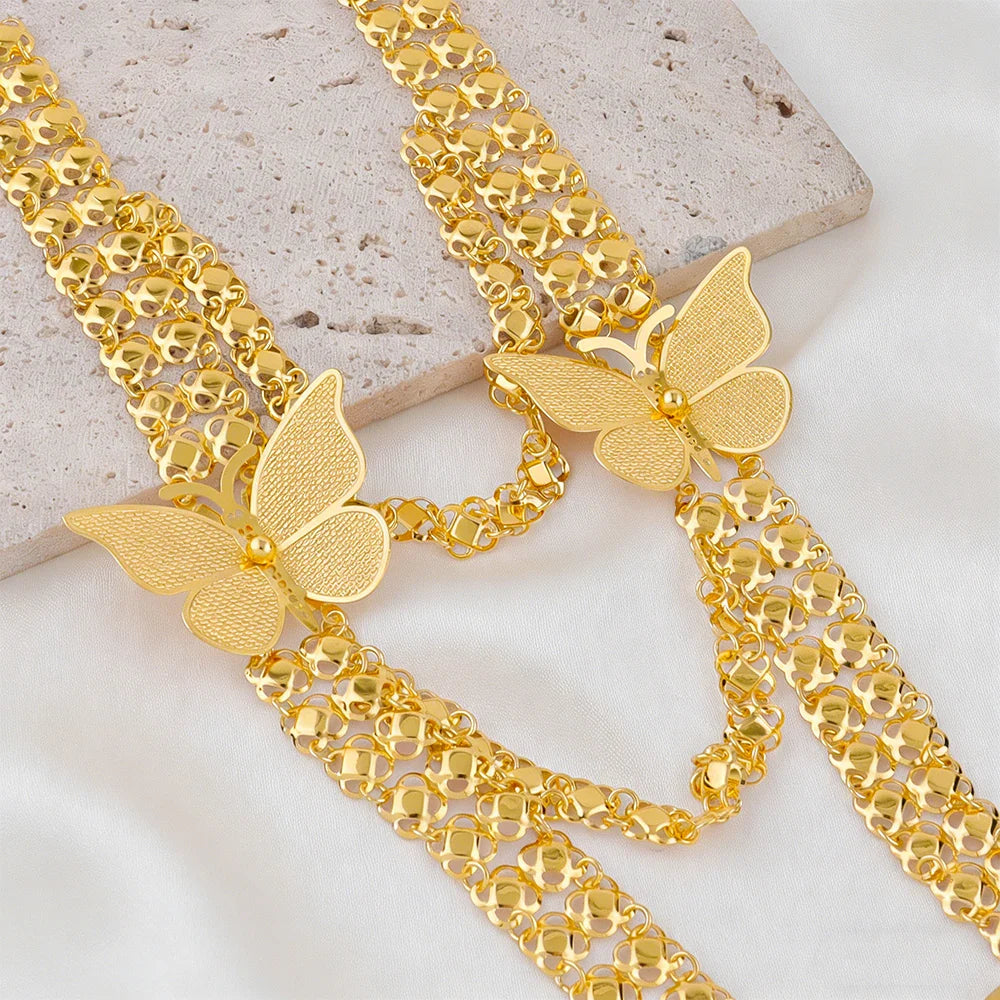 New Indian Gold color Long Necklace Set Nigerian Party Bride Wedding Luxury Dubai Earrings Jewelry Women's Valentine's Day Gift Vera Lux