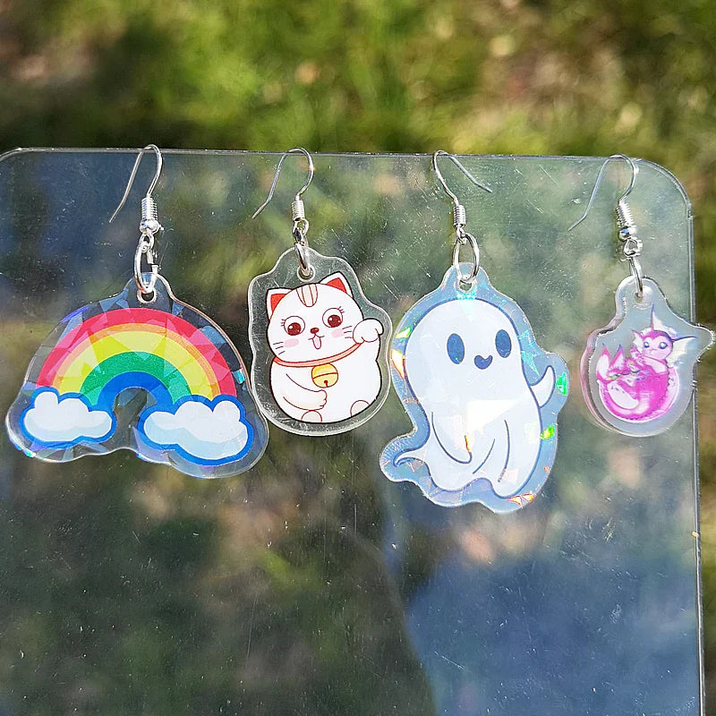 1Pair Custom Earrings Clear Acrylic Accessorie Cartoon Design Customized Anime Charms Personalized Pendientes Earrings For Women Vera Lux