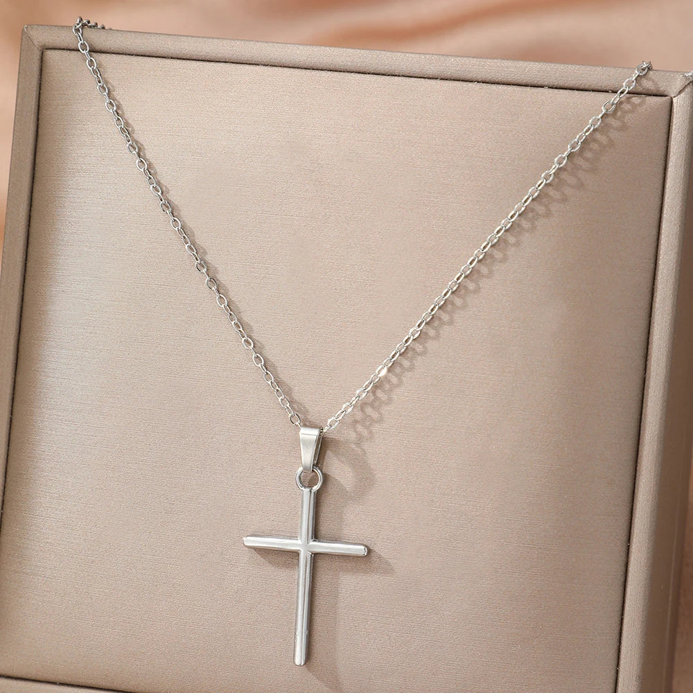 Stainless steel necklace cross pendant hip-hop street fashion trendy men and women fashion jewelry party outing play collocation Vera Lux