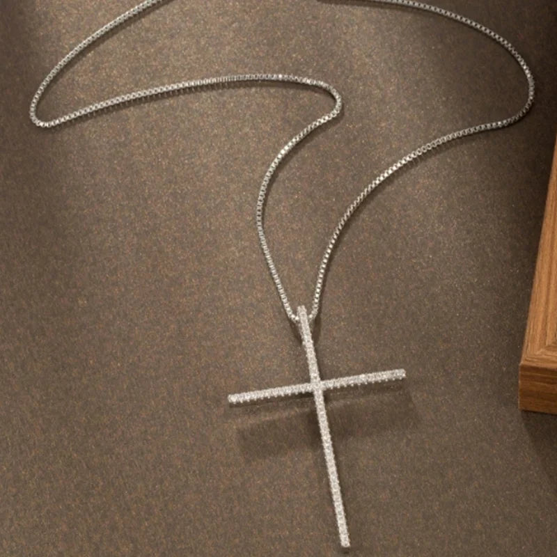 1pcs Slender Cross Pendant Necklace Fashion Trend Hip Hop Punk Style Necklace Religious Elements Prayer Jewelry Vera Lux