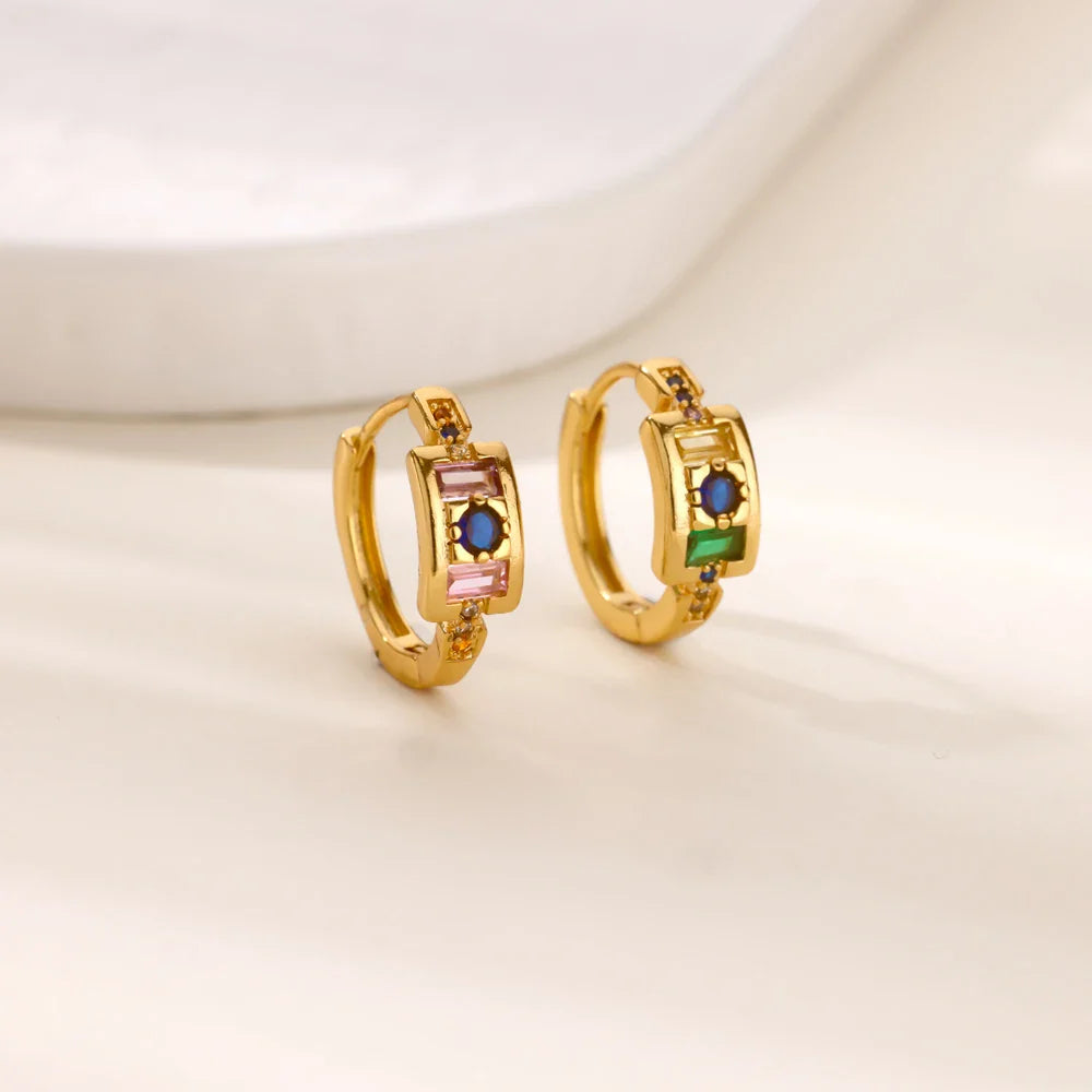 Round Shiny Zirconia Earrings for Women Stainless Steel Gold Color Piercing Earrings 2025 New Fashion Jewelry Mother's Day Gift Vera Lux