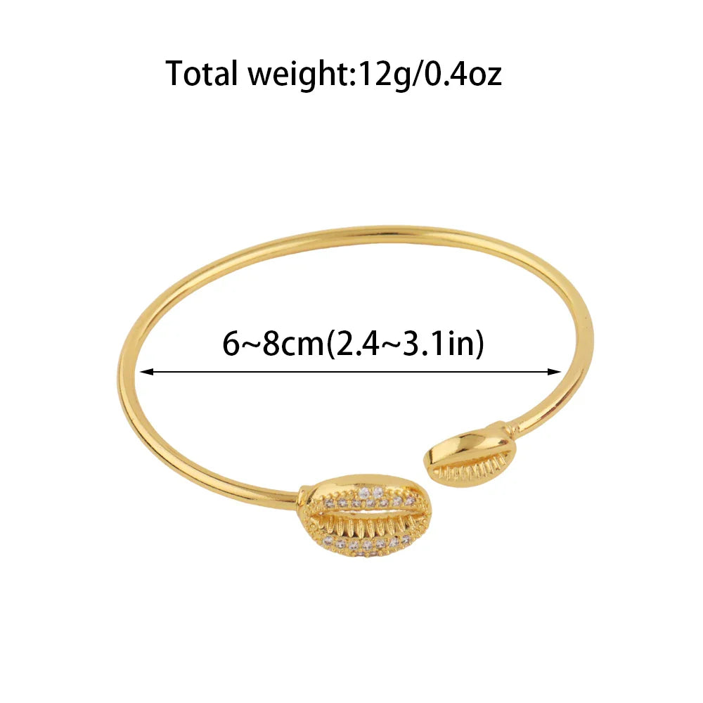 Ocean Shell Bracelet Rings Colorfast Stain-Free Jewelry 18K Gold Color Map of Africa Jewelry Accessories Anniversary Gifts Vera Lux