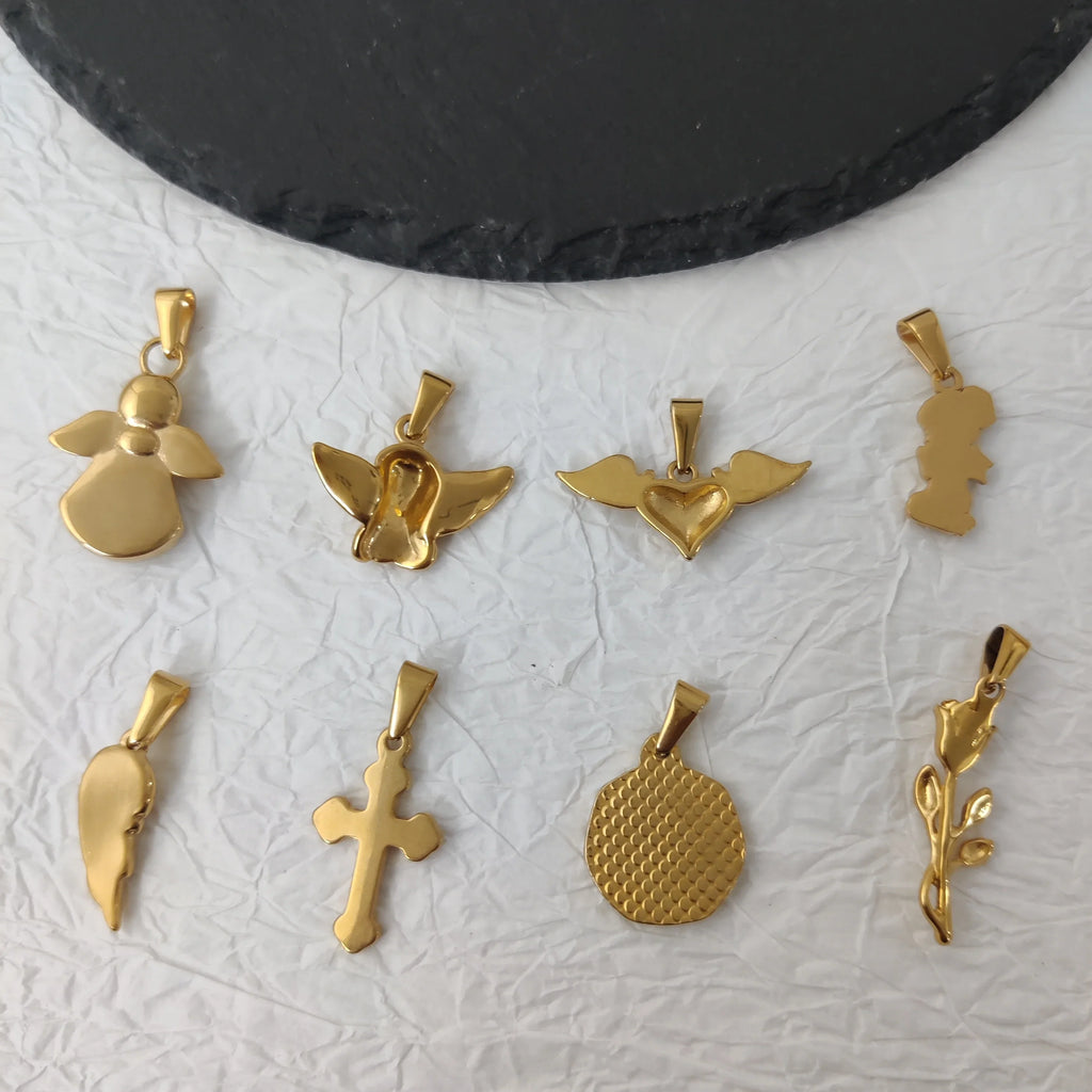 Tarnish Free Pendant Angel Cross Heart Diy Stainless Steel Gold Plated Vintage Charm for Women Necklace Jewelry Making Vera Lux