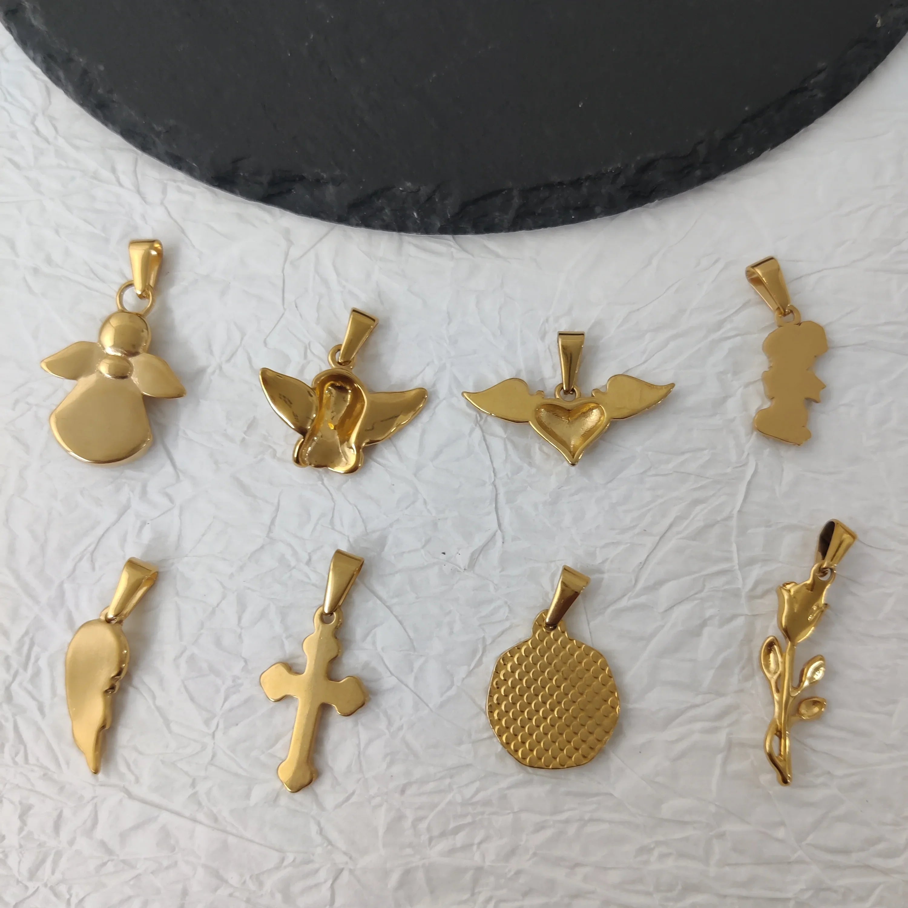 Tarnish Free Pendant Angel Cross Heart Diy Stainless Steel Gold Plated Vintage Charm for Women Necklace Jewelry Making Vera Lux