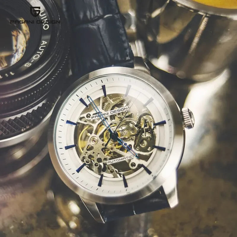 PAGANI DESIGN Business Man Watch Luxury Skeleton Hollow Leather Men's Wristwatch New Mechanical Male Clock Relogio Masculino Vera Lux