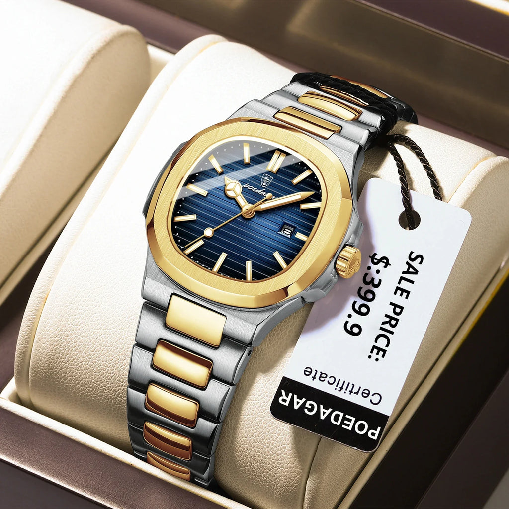 POEDAGAR Luxury Square Watch for Woman Waterproof Luminous Date Ladies Watch Stainless Steel Quartz Women's Watches Female Reloj Vera Lux