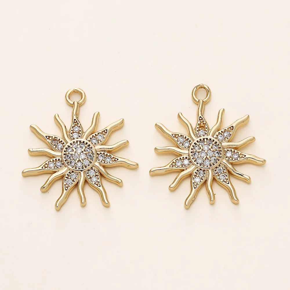 2/4Pcs 18K Gold Color Plated Various Leaves Charms Pendants with Zircon for DIY Necklace Jewelry Making Supplies Accessories Vera Lux