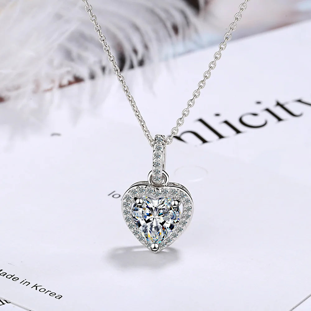 925 Sterling Silver Zircon Heart Pendant Necklaces For Women Luxury Designer Jewelry Gift Female Wholesale Jewellery Trend 2024 Vera Lux