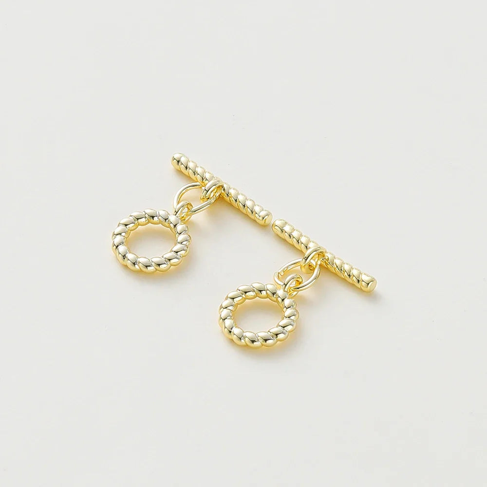 4 Sets 14K/18K Gold Color Plated Brass O Toggle Clasps Connector for DIY Bracelet Necklace Jewelry Making Findings Accessories Vera Lux