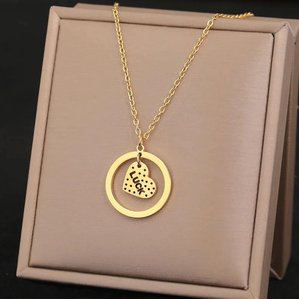 Stainless Steel Necklaces Elegant Exquisite Heart Infinity Symbol Heartbeat Pendants Chain Trend Fine Necklace For Women Jewelry Vera Lux