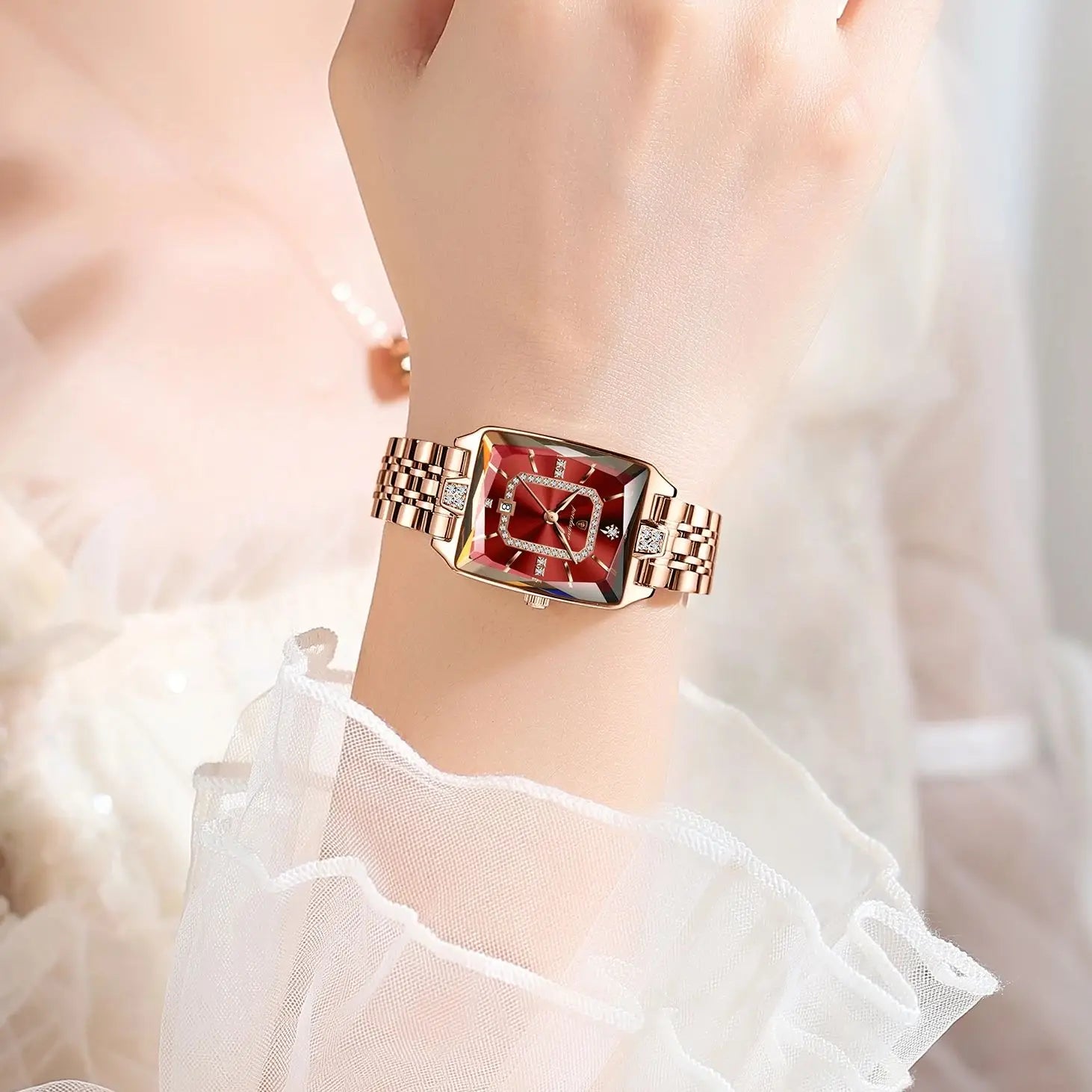 POEDAGAR Top Elegant Women Wristwatch Waterproof Date Ladies Watch Stainless Steel Rectangle Quartz Women's Watches Female Reloj Vera Lux