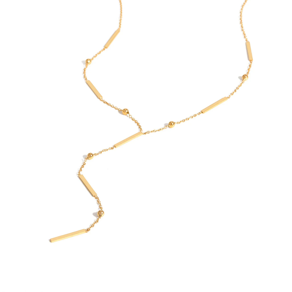 Beaded Long Chain Y Shape Necklace For Women, Minimalist Drop Bar Pendant Choker Necklaces, Clavicle Chain Jewelry Vera Lux