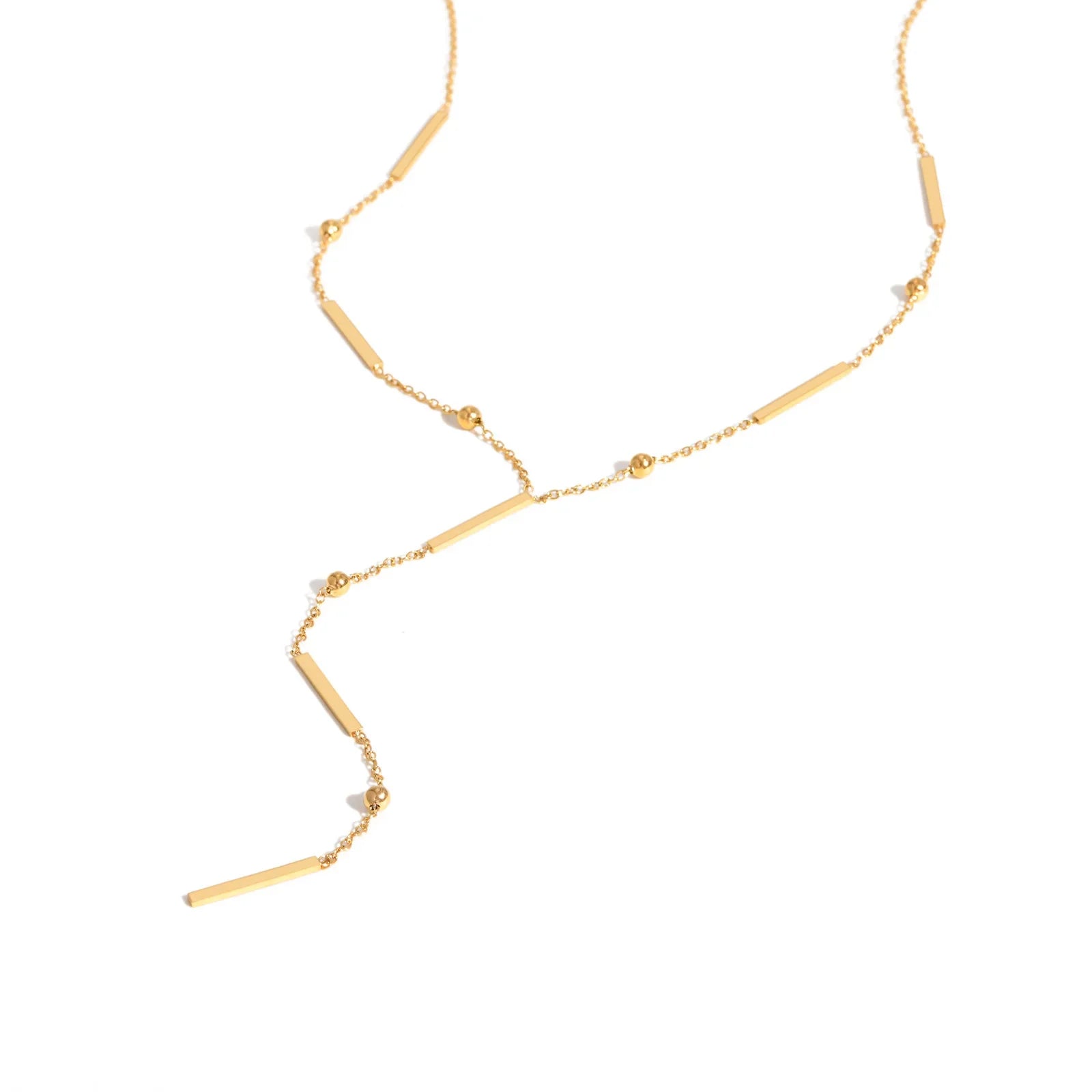 Beaded Long Chain Y Shape Necklace For Women, Minimalist Drop Bar Pendant Choker Necklaces, Clavicle Chain Jewelry Vera Lux