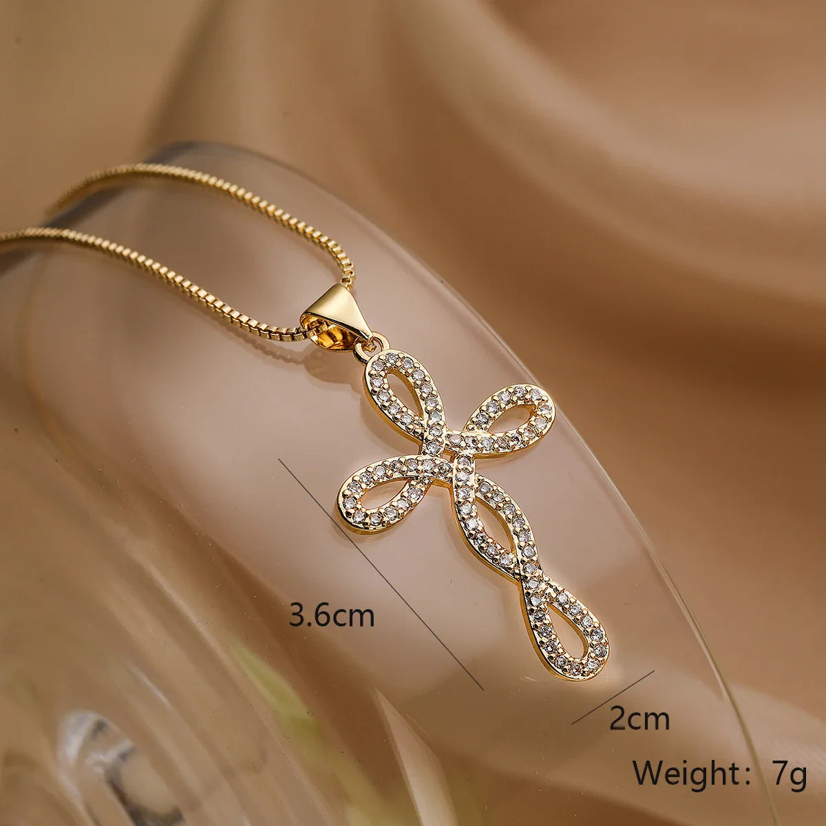 NEWBUY 2025 New Coming Cross Pendant Necklace For Women Gold Color Copper Jewelry Full CZ Zircon Inlay Vera Lux