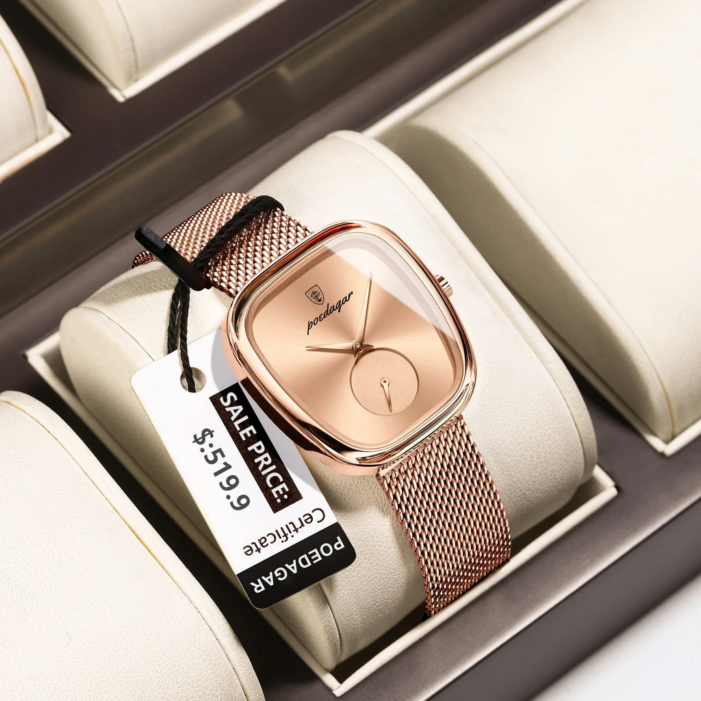 POEDAGAR Luxury Fashion Elegant Ladies Watch Waterproof Watch for Woman Mesh Stainless Steel Quartz Women's Watches Female Reloj Vera Lux