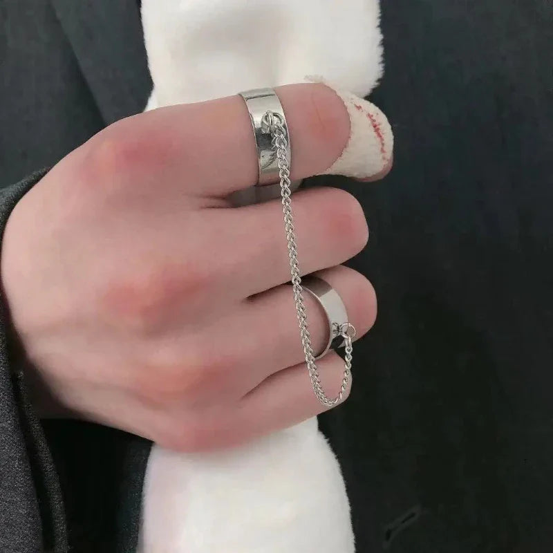 Double Ring Integrated Chain Opening Adjustable Titanium Steel Does Not Fade Bungee Hop Hip Hop Masculinity Retro Super Cool Vera Lux