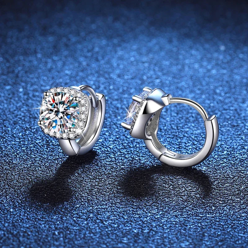 NeeTim 1ct Moissanite Earrings for Women S925 Sterling Silver with 18k Gold Plated Hoop Earring Wedding Jewelry with Certificate Vera Lux