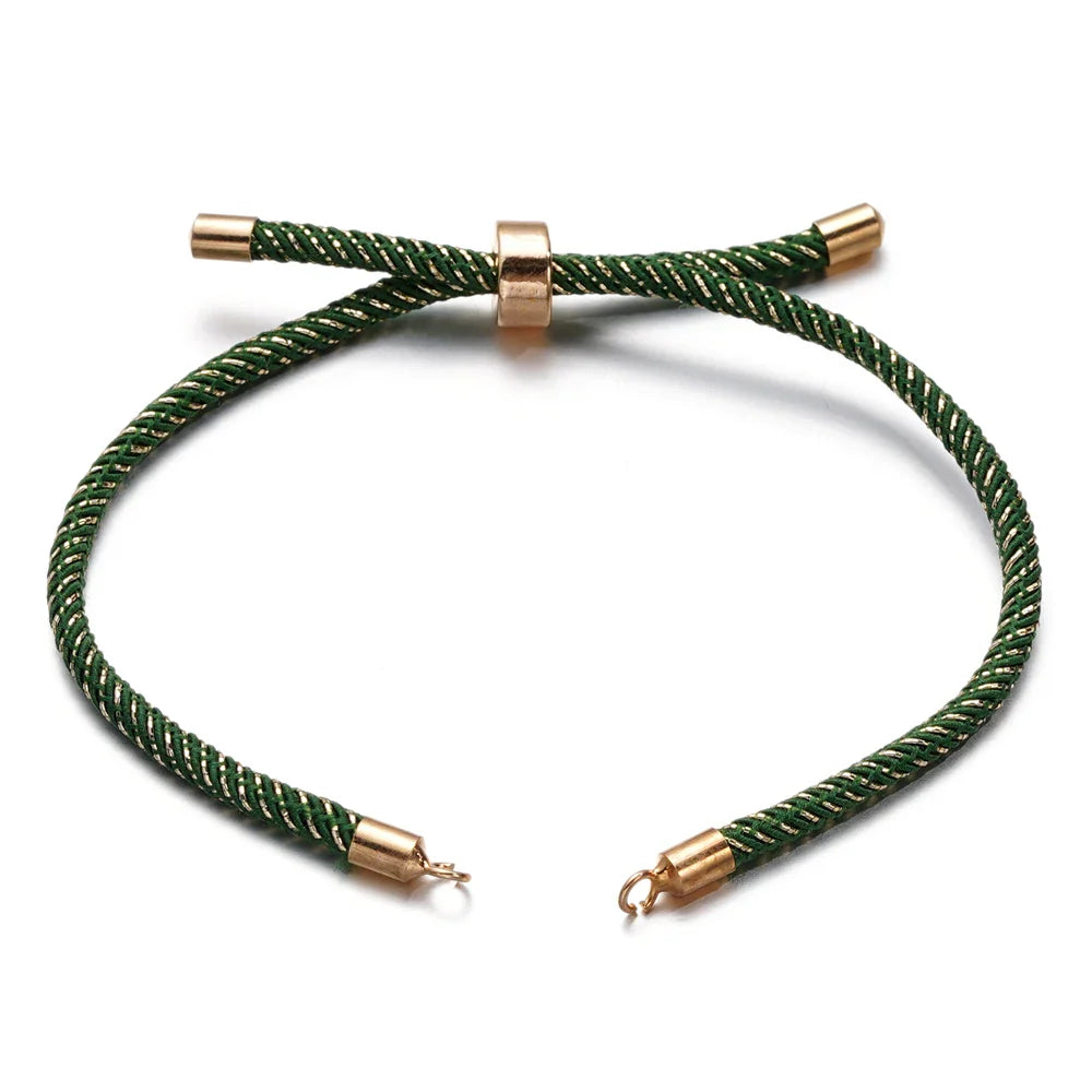 1pc Adjustable Nylon Braided Twisted Cords Slider Friendship Bracelets with Brass Cord End for Jewelry Making DIY Findings Vera Lux