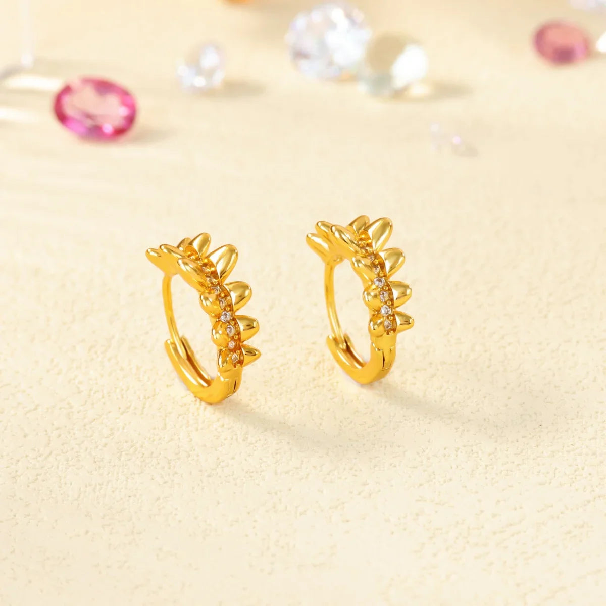 Zircon Geometric Hoop Earrings for Women Stainless Steel Gold Color Piercing Earring 2025 New Fashion Wedding Couple Jewelry Vera Lux
