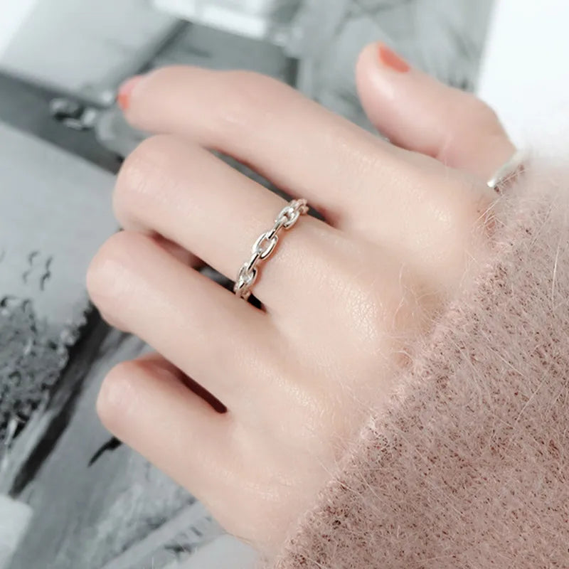 925 Sterling Silver Cuba Chain Opne Rings For Women Engagement Wedding Luxury Fine Jewelry Wholesale Vera Lux