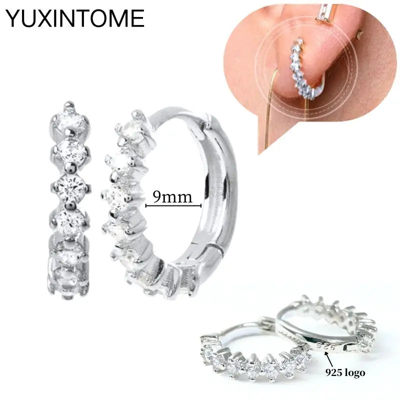 925 Sterling Silver Ear Needle Fashion Hoop Earrings White Crystal Luxury Women's Silver Earrings Wedding Women's Jewelry Gift Vera Lux