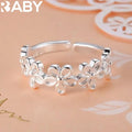 Hot new charms 925 Sterling Silver flower Rings for Women adjustable Elegant Fashion Wedding Party Holiday gifts Charm Jewelry Vera Lux