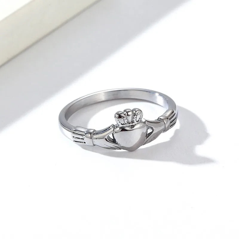 Stainless Steel Irish Claddagh Ring Heart Crown Wedding Promise Band for Women Men Size 4-10 Vera Lux