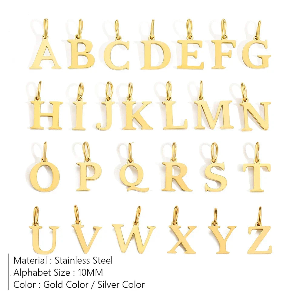 SUNIBI 26 Letters Stainless Steel Cut Alphabet Pendant for DIY Woman Necklace Ladies Jewelry Accessories Wholesale Dropshipping Vera Lux