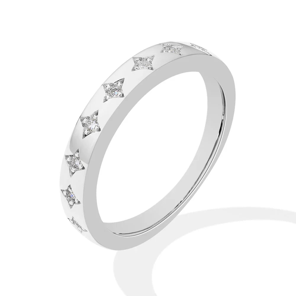 MINTYBOX Stars S925 Silver Moissanite Wedding Band Rings for Women Lab Diamond Engagement Ring 18K Plated Fine Jewelry Vera Lux