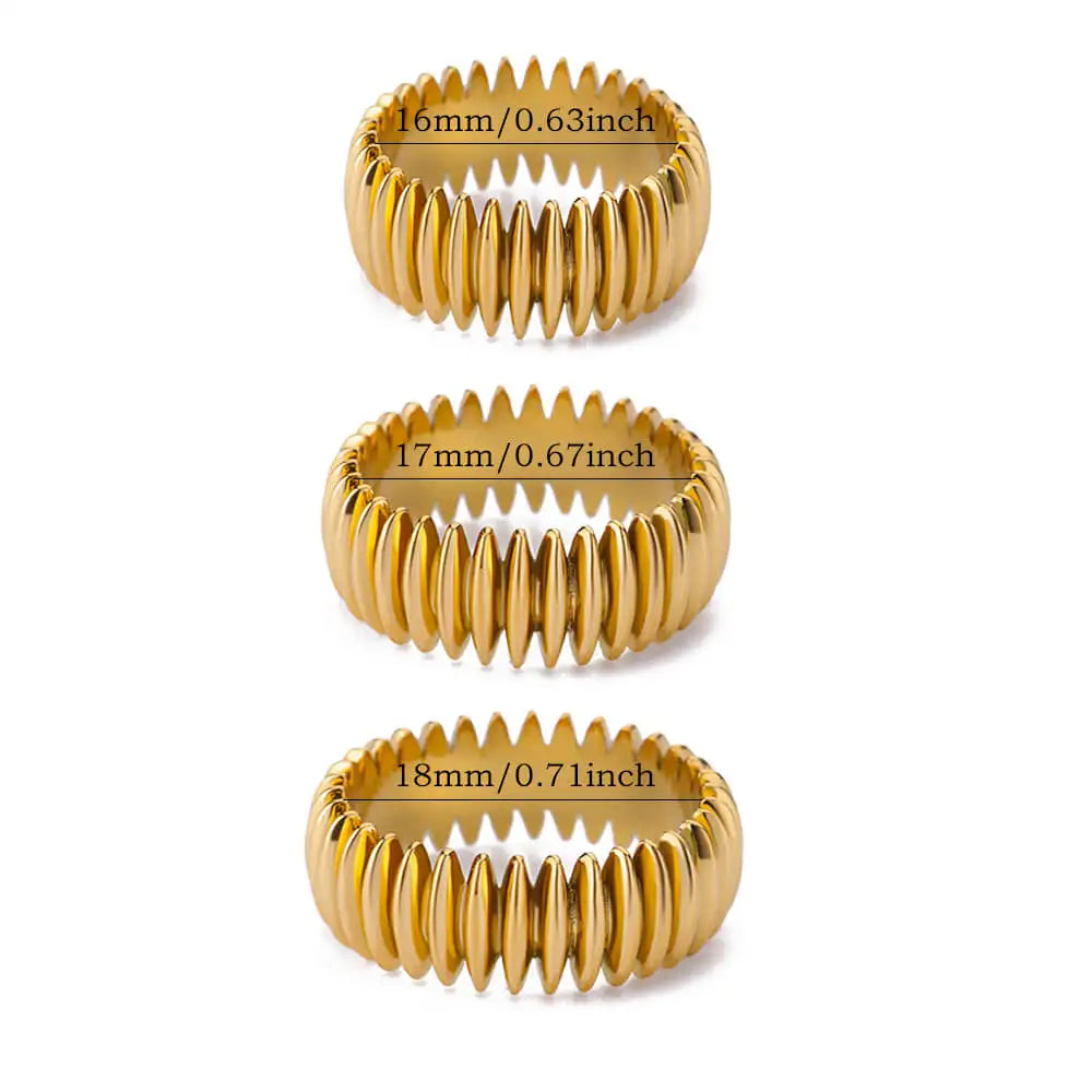 Stainless Steel Geometric Stripe Rings for Women Trendy Gold Plated Geometric Finger Ring Punk Christmas Party Jewelry Gift Vera Lux