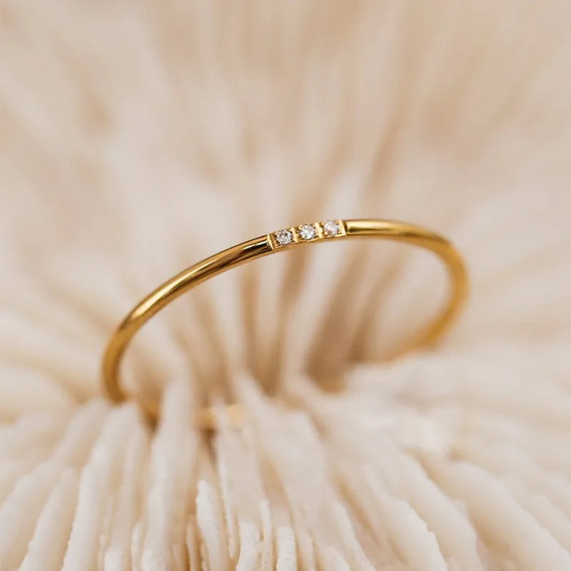 1mm Thin Stainless Steel CZ Inlay Stackable Ring Wedding Band for Women Girl Size 3-10 Vera Lux