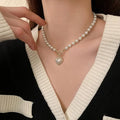 Elegant Pearl Necklace For Women Heart Pendant Necklaces Luxury Imitation Pearls Chain Necklaces Korean Jewelry Girls Gifts Vera Lux