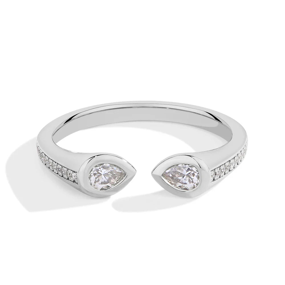 MINTYBOX Pear Shape Lab Grown Diamond Ring 0.5CT S925 Silver Moissanite Rings For Women 18k White Gold Plated Wedding Jewelry Vera Lux