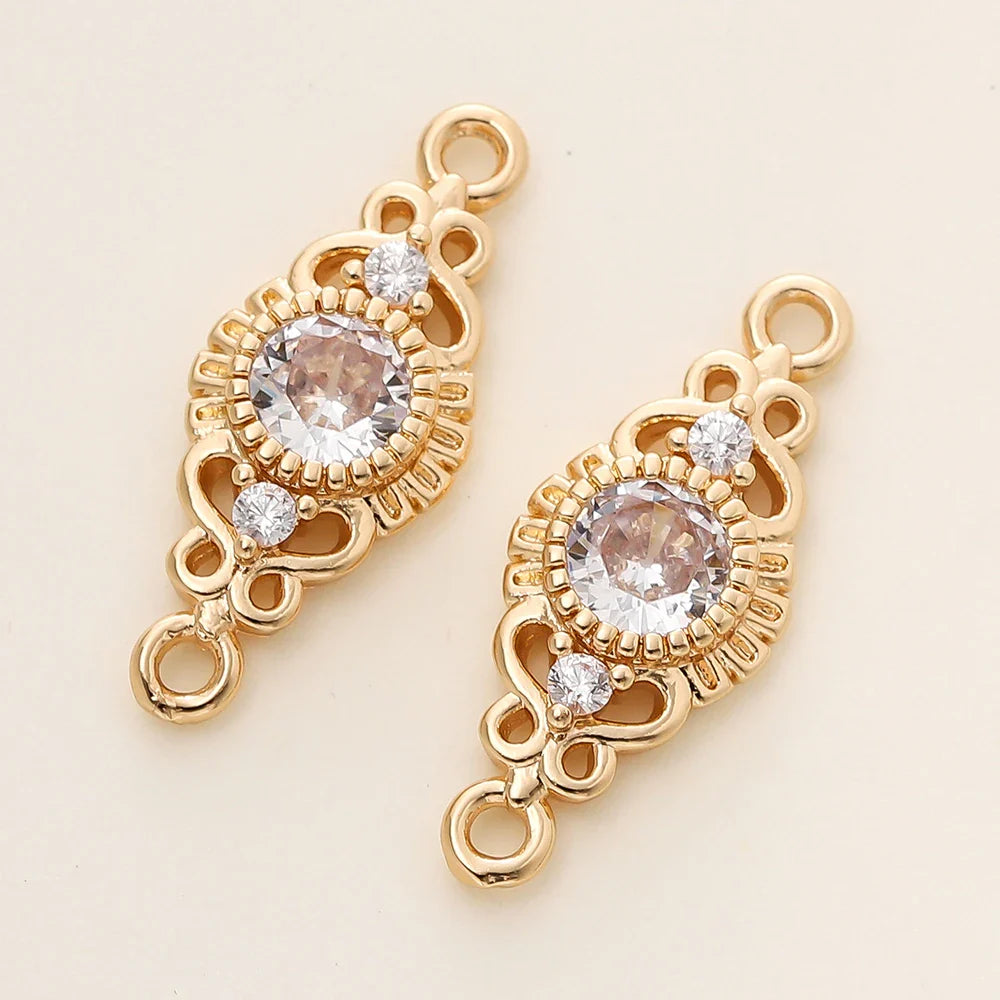 5/10Pcs/Pack 18K Gold Color Plated Metal Brass 2 Holes Oval Connector Pendants for DIY Necklace Jewelry Making Accessories Vera Lux