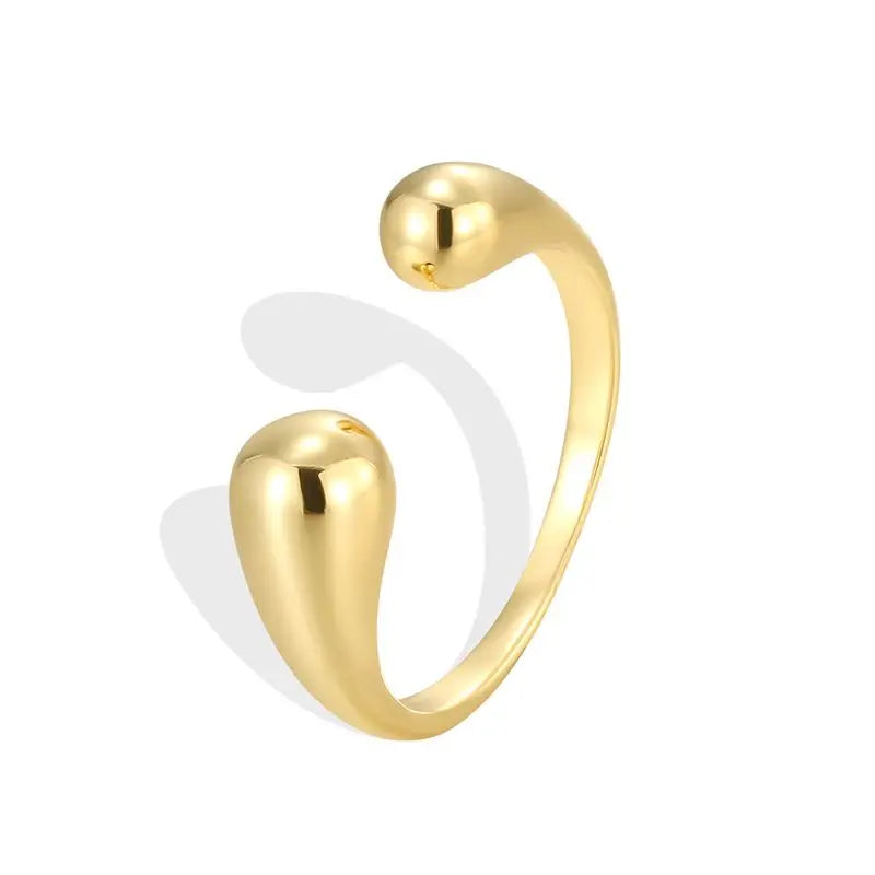 925 Sterling Silve Smooth Double Ball Beads Rings For Woman Adjustable Gold Color Geometric Wedding Couple Rings Fine Jewelry Vera Lux