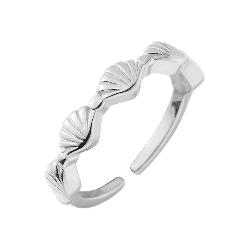 Fashion 925 Sterling Silver Shell Adjustable Rings Luxury Jewelry For Women Accessories Wholesale Vera Lux