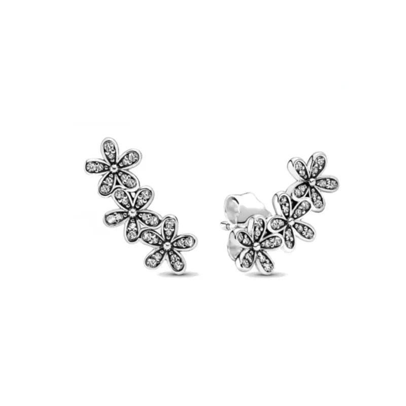 Christmas 925 Silver Daisy Flower Stud Earrings, Fit Women's Festival Exquisite Charm Jewelry Gifts Vera Lux
