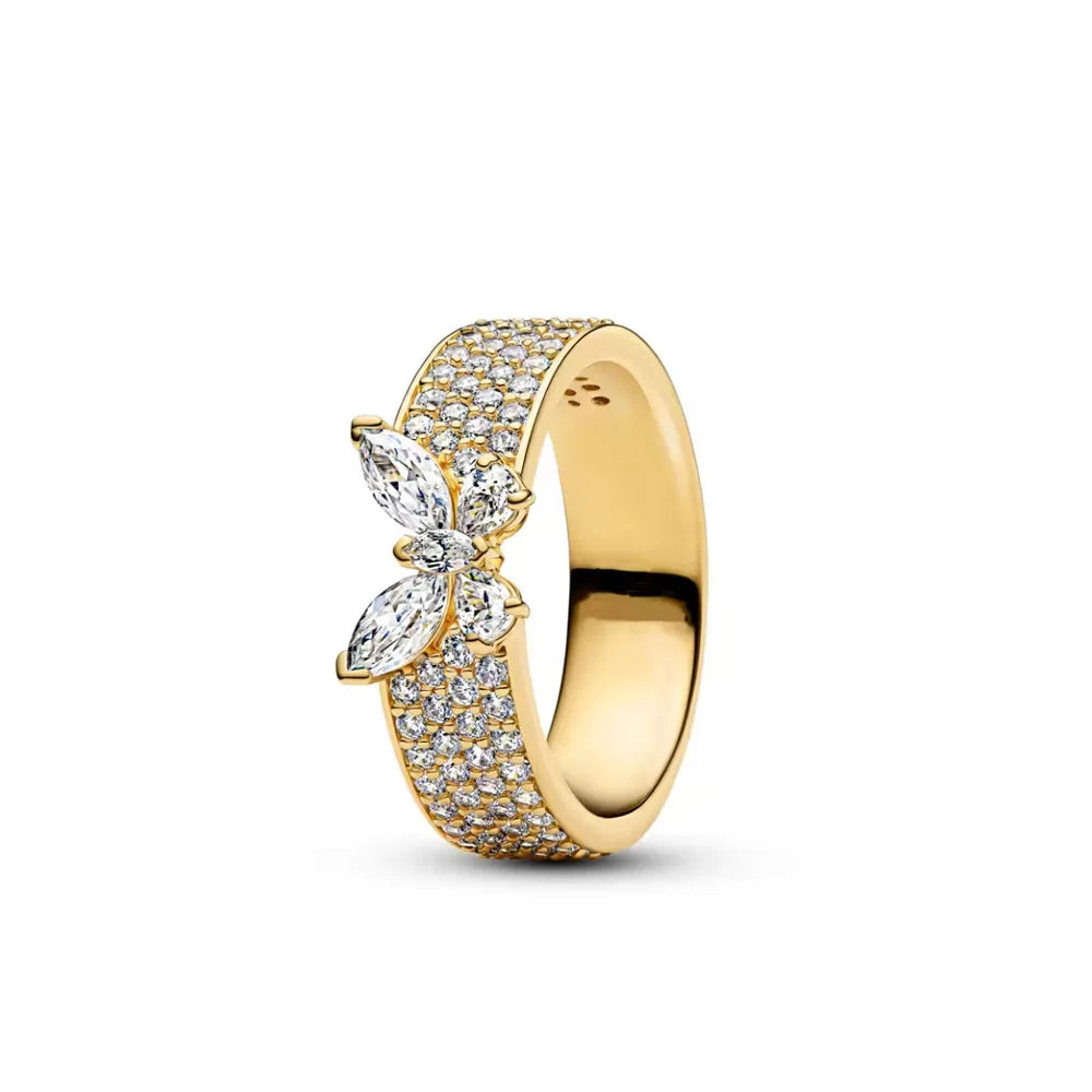 2026 Hot Selling 925 Sterling Silver Heart-Shaped Butterfly Flower Ring, Exquisite and Charming Jewelry Gift for European Women Vera Lux