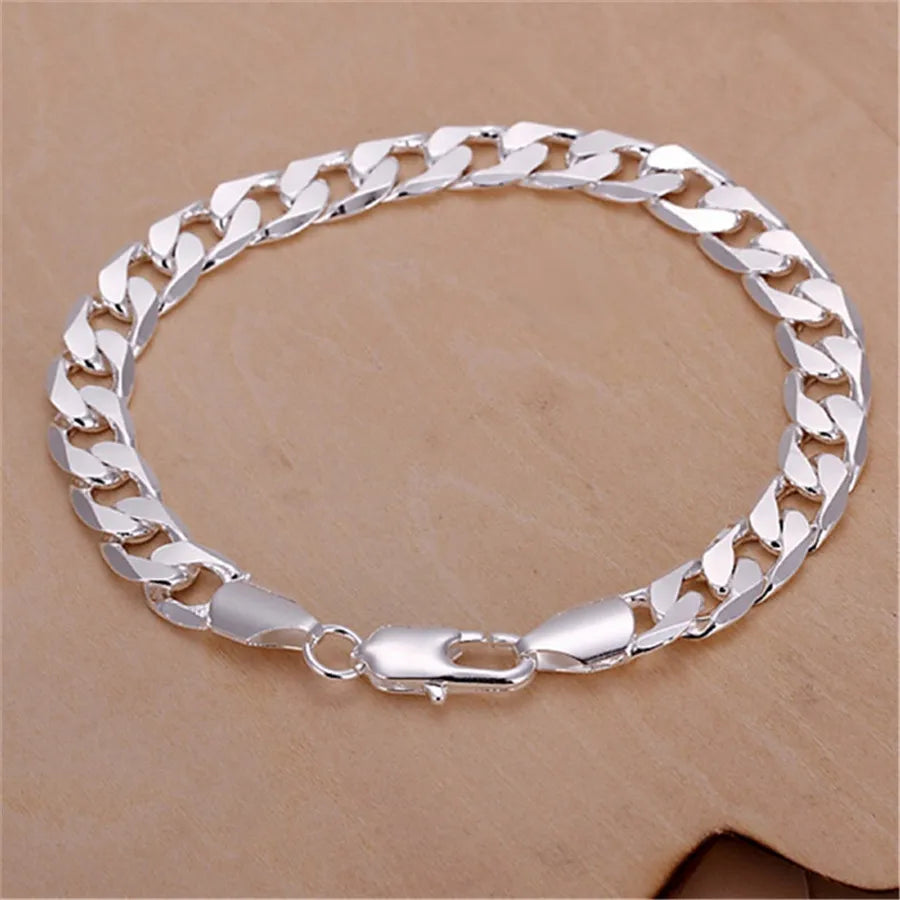 925 Sterling Silver Exquisite Solid Chain Bracelet Fashion Charm Women Men Solid Wedding Cute Simple Models Jewelry Vera Lux