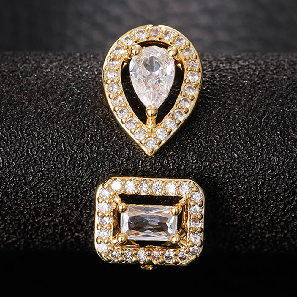 925 Sterling Silver Sparkling Zircon Water Drop Square Geometry Adjustable Rings for Women Gift Party High Quality Fine Jewelry Vera Lux