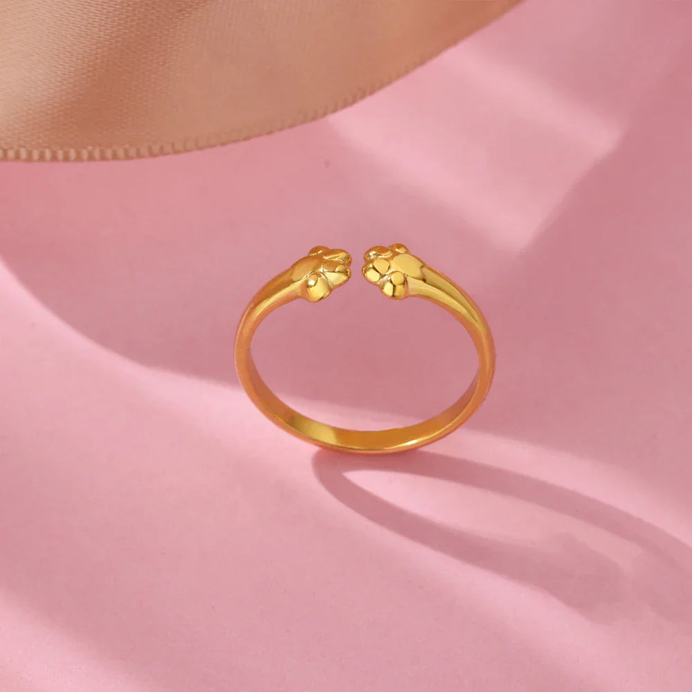 Cute Cat Claw Open Rings For Women Stainless Steel Gold Color Temperament Animal Finger Ring 2025 New Fashion Couple Jewelry Vera Lux